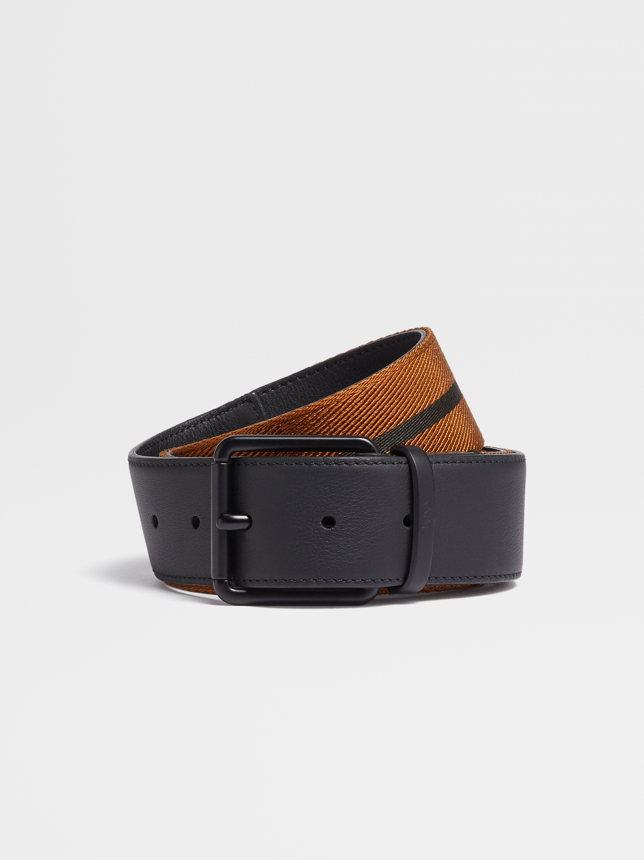 Black and Vicuna Color Technical Fabric Belt